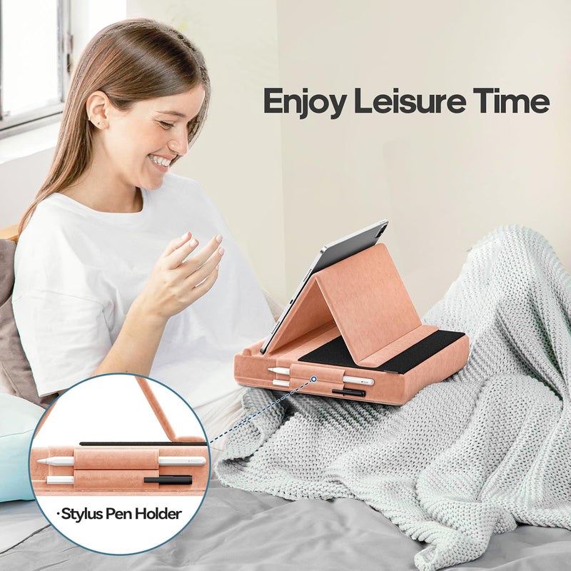 KDD Tablet Pillow Stand, Multi-Angle Viewing Ipad Holder for Lap, Bed and Desk, Foldable Soft Pad Dock with Stylus Mount Compatible with Ipad Pro 12.9, 10.5, 11, Air, Mini, Phones, Books, E-Reader - Image 3